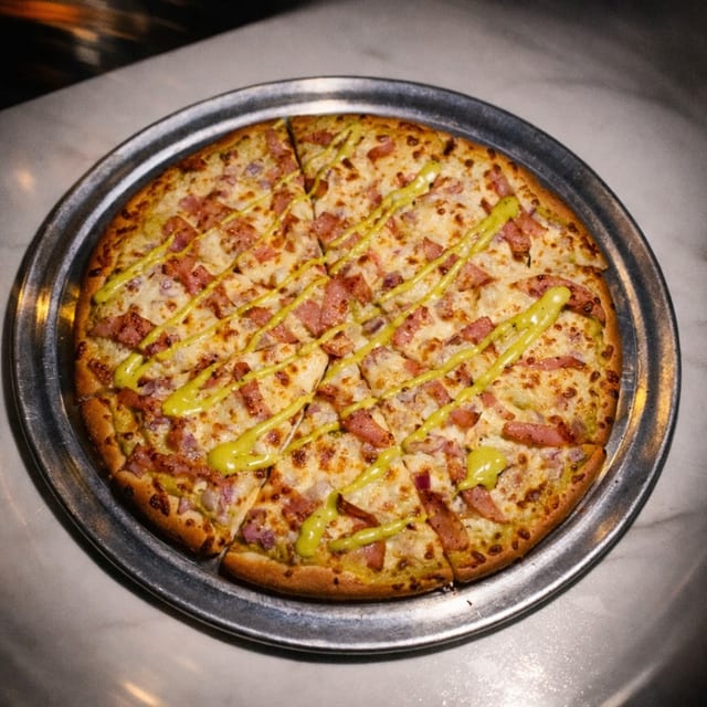 Mucho Macho Pork Pizza.